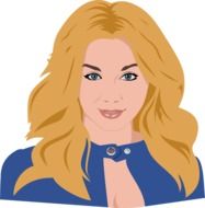 drawing of a blonde in blue dress