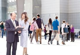 business people near the building