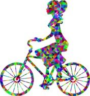 Girl on the colorful bicycle