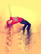 young girl in a red t-shirt and a cap