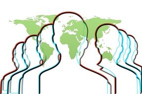 silhouettes of people group at background of the map