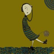 drawing of a sad woman