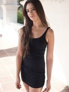 attractive young woman in black dress