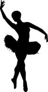 black silhouette of ballerina on white background