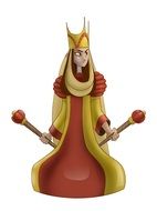 drawn cartoon queen in a crown with a scepter