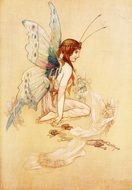 vintage illustration of woman with wings