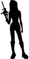 Silhouette of girl with a gun