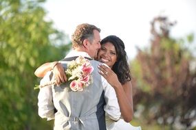 Happy Woman and men on the wedding