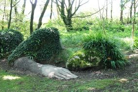 sculpture of a girl from grass