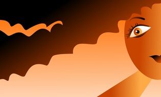 portrait in orange tones as a drawing
