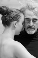Black and white Portrait of Tango dancing couple