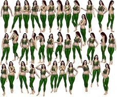 digital female character in green suit
