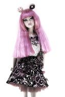 Doll with pink hair