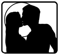 black silhouette of kissing couple