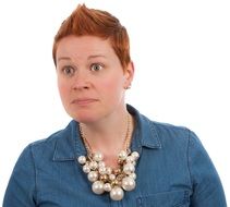 portrait of red haired Astonished Woman