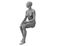 stone statue of a woman on a white background