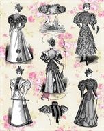 collage with ladies of Victorian era