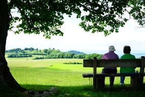 couple sitting under the tree