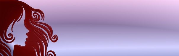 pink banner with a female head