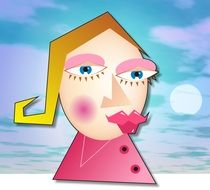 clipart of cartooned portrait of a woman