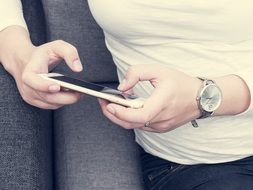 woman using iPhone