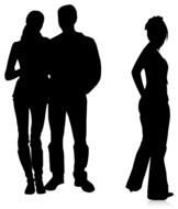 silhouettes of three people illustrating divorce