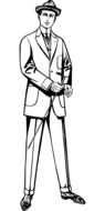 painted man in a business retro suit
