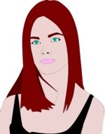 drawing of a girl with red hair and green eyes