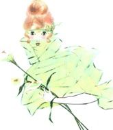 Beautiful woman with flowers, vintage illustration