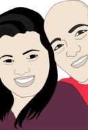 drawing of a couple in love on a white background