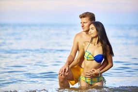 photo of a couple in love at sea