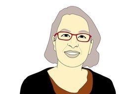elderly woman in glasses as a graphic image