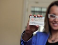 Card in hand of Young woman
