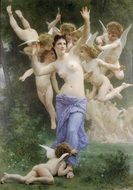 painting of William Bouguereau woman and angels