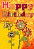 yellow greeting card Happy Birthday