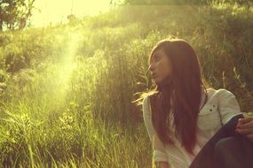 Woman Field Sun