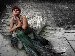 mermaid on the boat