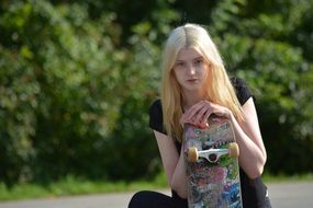 skateboarding young woman