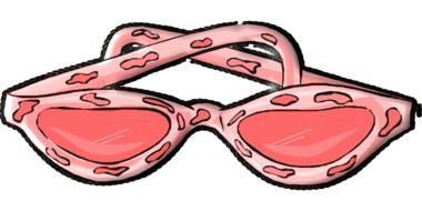 drawing of pink glasses on a white background