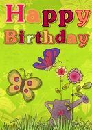 Happy Birthday greeting card with butterflies