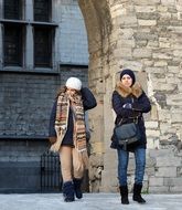 tourist girls browse the sights