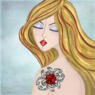 portrait of a blond woman with tattoo