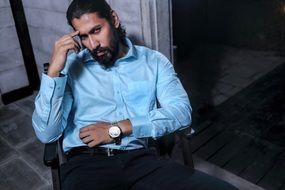 cool bearded Man Thinking, portrait
