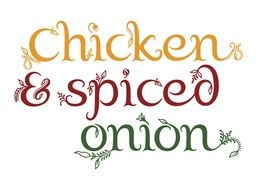chicken e spiced onion text drawing