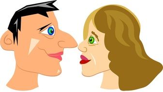 drawn man and a woman heads