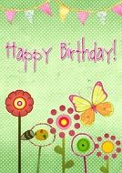 green Birthday greeting card