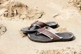 summer slippers on the beach