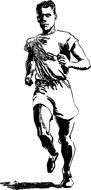 black and white drawing of an athlete