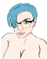 painted girl with blue hair