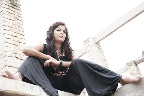 model posing on the wall